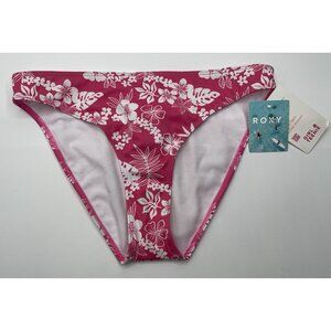 ROXY Bikini Bottoms Bottom Girls Size 16 XXL Pink White Tropical Hawaiian Beach